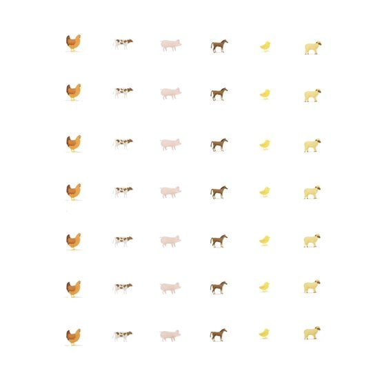 Adhesive Farm Animal Gems 42 Pack  image number 1