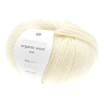 Rico Essentials Cream Organic Wool Aran Yarn 50g