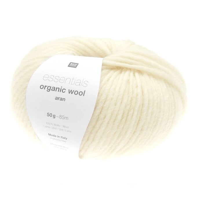 Rico Essentials Cream Organic Wool Aran Yarn 50g image number 1