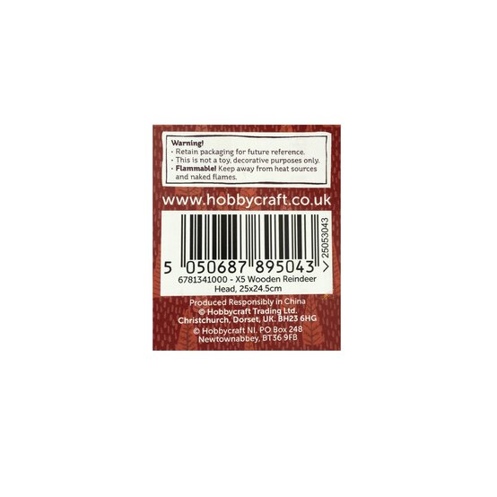 Hanging Wooden Reindeer Head Decoration 25cm image number 5