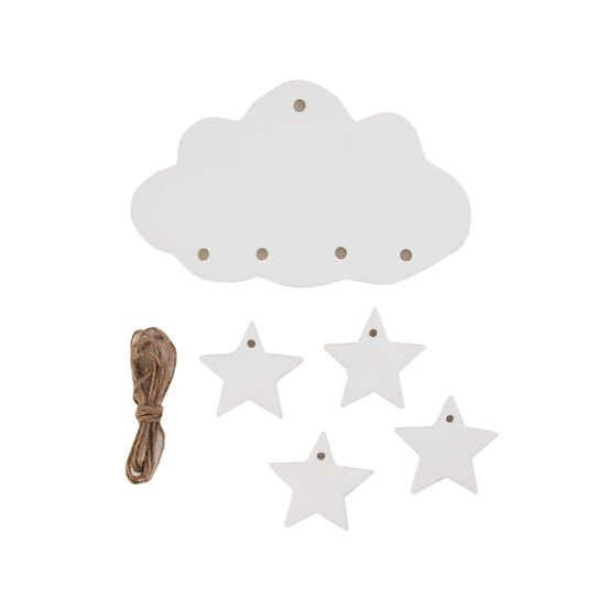 Unglazed Ceramic Cloud and Stars Decoration 14cm image number 3