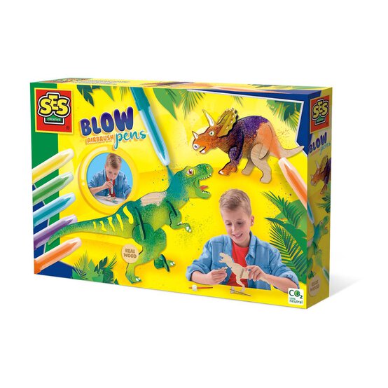 SES Creative Blow Airbrush Pens Dinosaur Set image number 1
