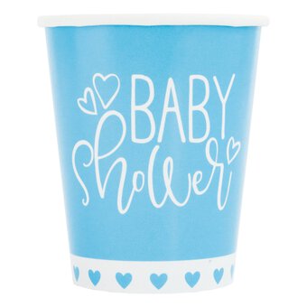 Blue Hearts Baby Shower Paper Cups 8 Pack