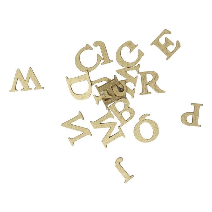 Gold 3D Wooden Letters 52 Pieces image number 1