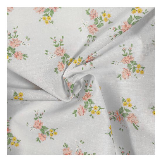 Peach and Yellow Floral Delight Polycotton Fabric by the Metre image number 1