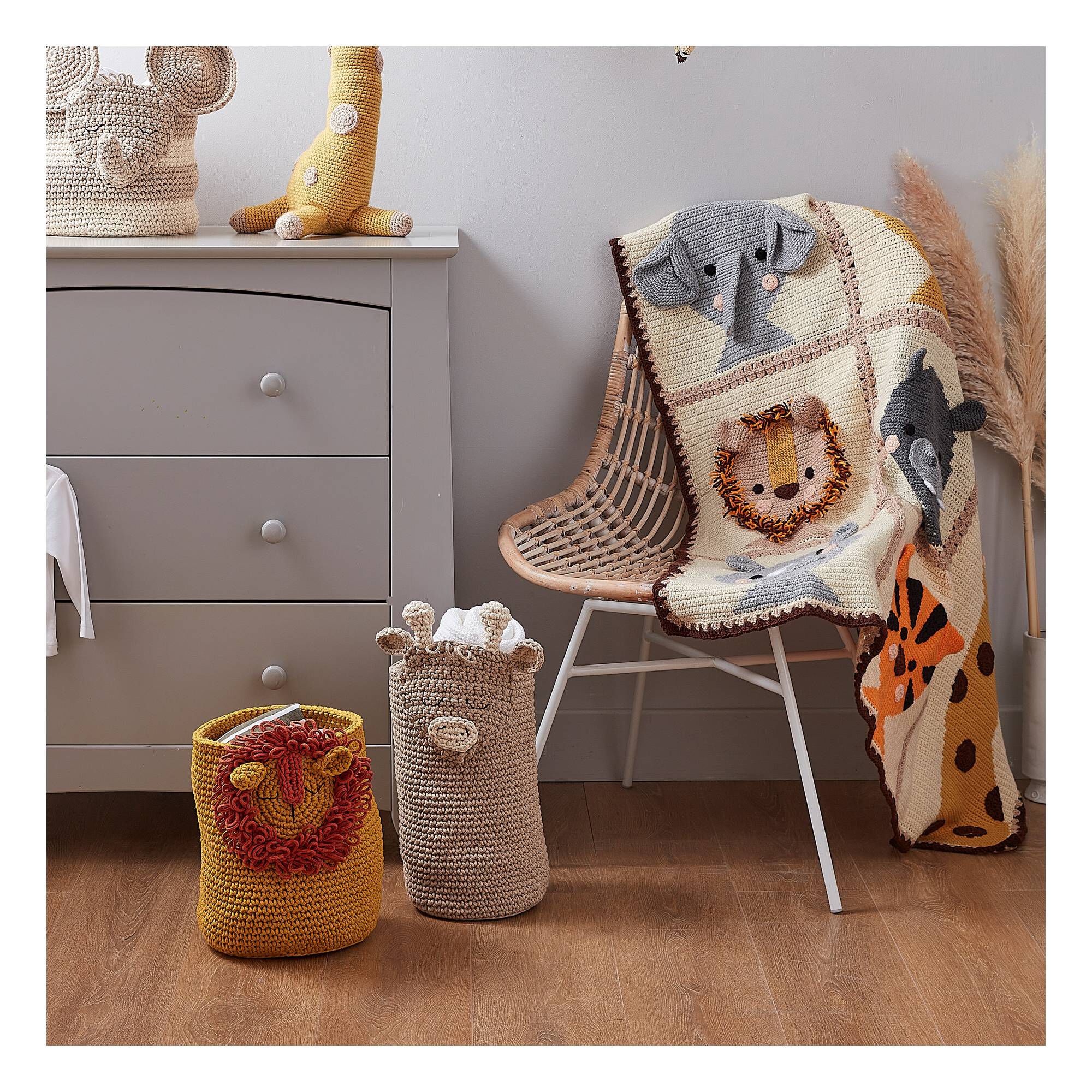 Knitcraft Crochet Animal Baskets Digital Pattern 0287 Hobbycraft