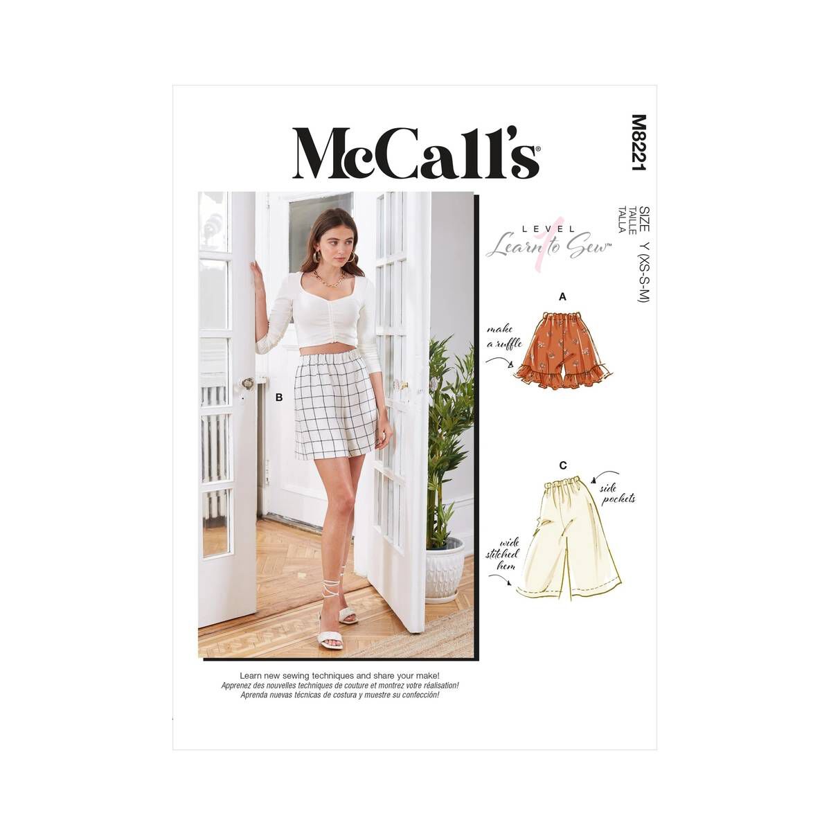 McCall's Women's Shorts Sewing Pattern M8221 (Y XS-M) | Hobbycraft
