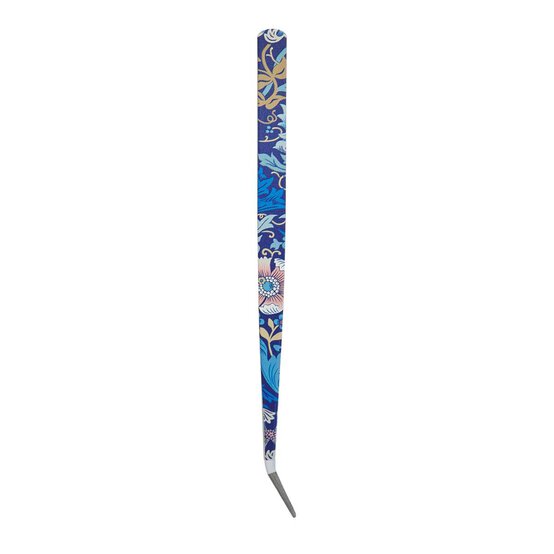 Blue Woodblock Floral Fine Point Tweezers image number 2