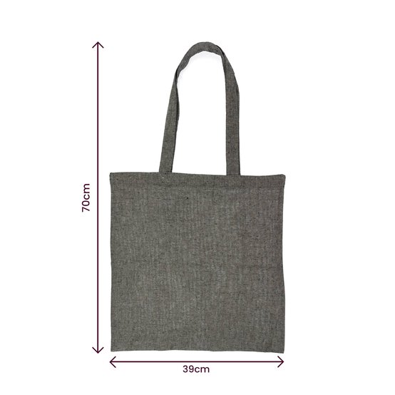 Grey Cotton Tote Shopping Bag 40cm x 38cm image number 3