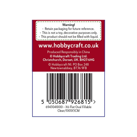 Flat Oval Fillable Plastic Bauble 11cm image number 5