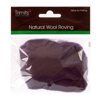 Trimits Plum Natural Wool Roving 10g