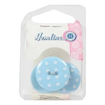 Hemline Sky Blue Novelty Spotty Button 3 Pack