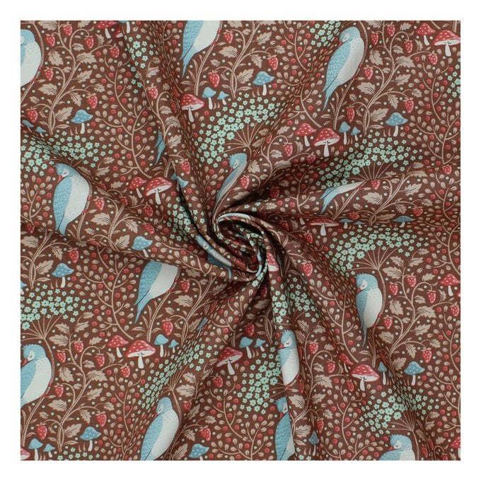 Tilda Hibernation Sleepy Bird Pecan Fabric by the Metre image number 1