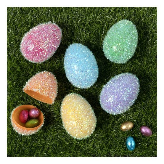 Tinsel Fillable Eggs 6 Pack  image number 1