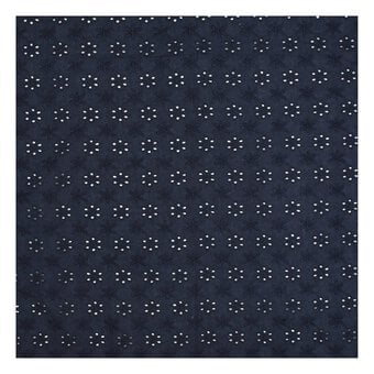 Navy Broderie Anglaise Fabric by the Metre image number 2