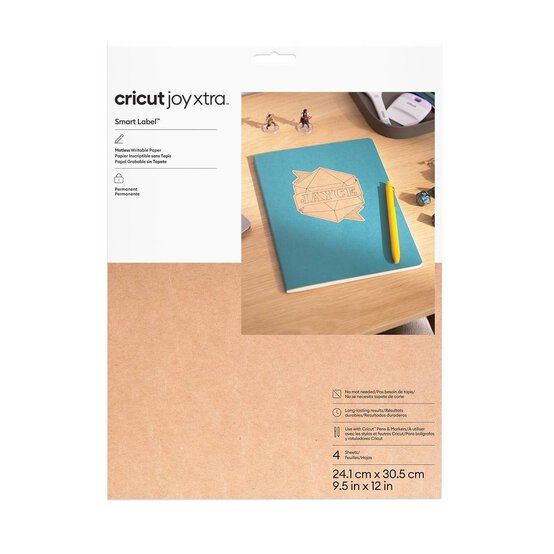 Cricut Joy Xtra Kraft Brown Smart Label Paper 9.5 x 12 Inches 4 Pack image number 1