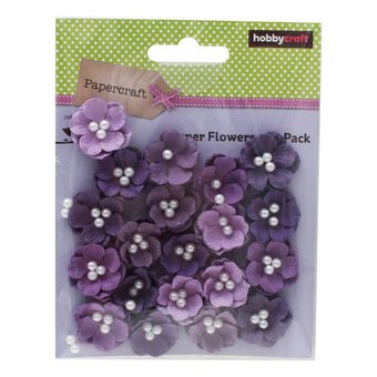 Purple Pearl Blossom Paper Flowers 20 Pack