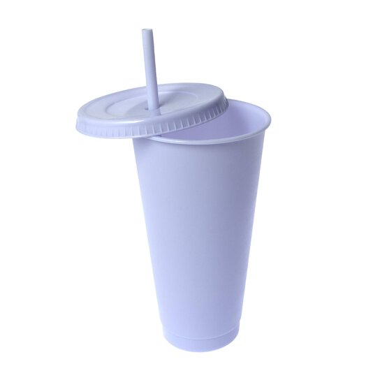 Purple Plastic Cup with Straw image number 3