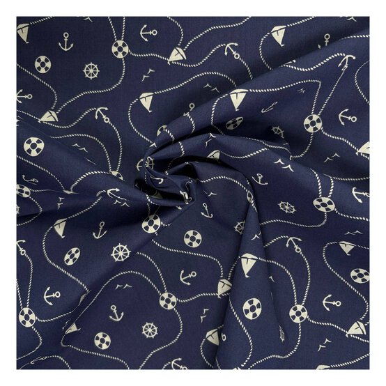 Nautical Rope Polycotton Fabric by the Metre image number 1