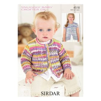 Sirdar Snuggly Baby Crofter DK Girls' Cardigans Digital Pattern 4518