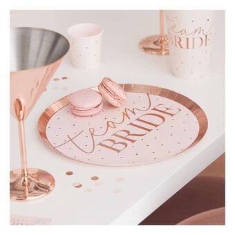 Ginger Ray Rose Gold Team Bride Paper Plates 8 Pack