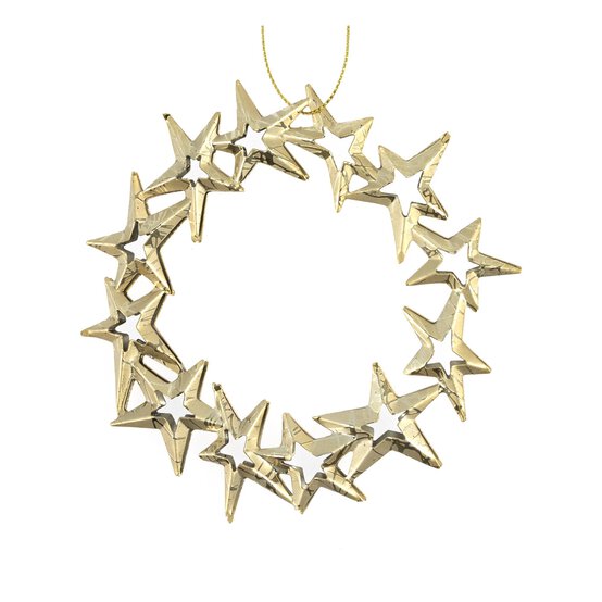 Hanging Gold Metal Star Decoration 11cm image number 1