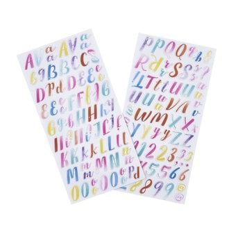 Watercolour Alphabet Chipboard Stickers 150 Pieces