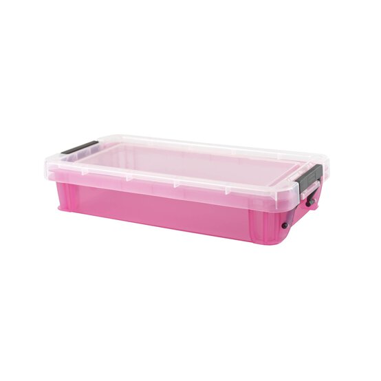 Whitefurze Allstore 0.75 Litre Transparent Pink Storage Box  image number 1