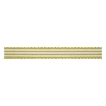Green Stripe Cotton Ribbon 15mm x 5m