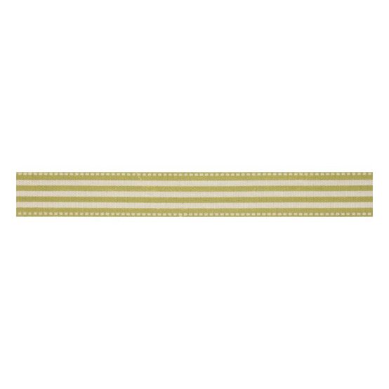 Green Stripe Cotton Ribbon 15mm x 5m image number 1