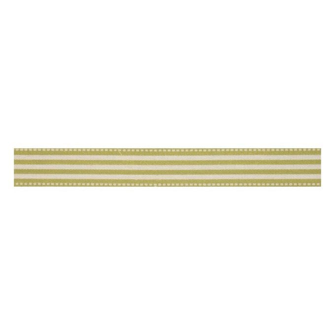 Green Stripe Cotton Ribbon 15mm x 5m