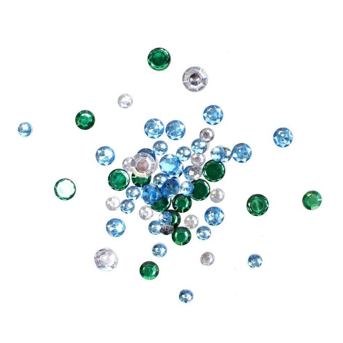 Blue and Green Assorted Large Round Gems 90g image number 1