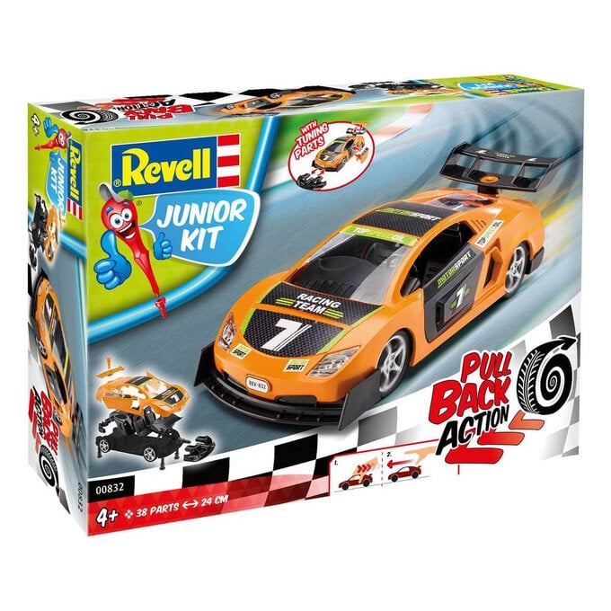 Revell Pull-Back Orange Racing Car Junior Model Kit image number 1