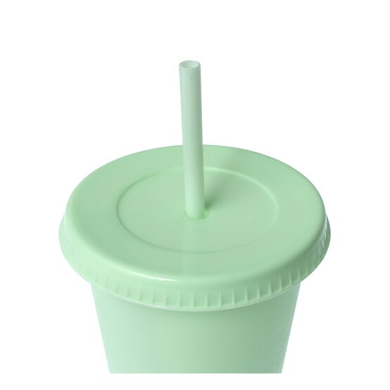 Mint Plastic Cup with Straw image number 4