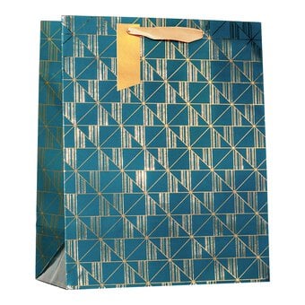 Blue and Gold Align Gift Bag 33cm x 23cm x 14cm 