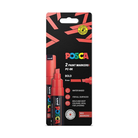 Uni-ball Posca Red PC-8K Marker Pens 2 Pack image number 1