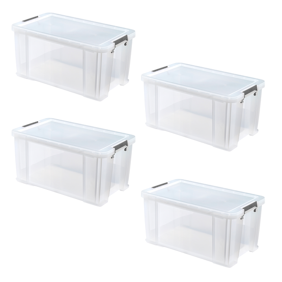 Whitefurze Allstore 54 Litre Clear Storage Box 4 Pack Bundle image number 1