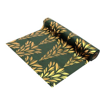 Gold and Green Leaves Table Runner 28cm x 2.75m 