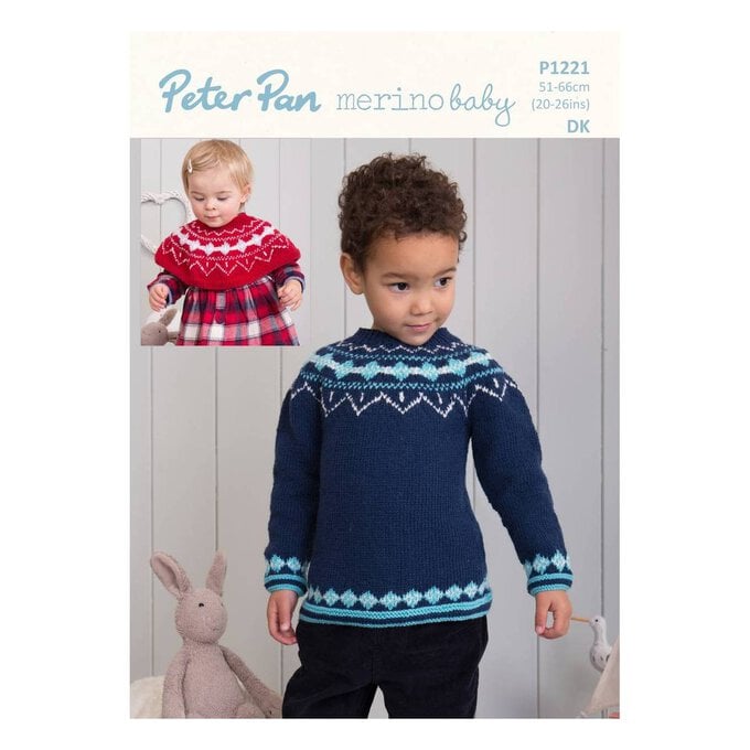Peter Pan Baby Merino Fairisle Shoulder Warmer and Sweater Digital Pattern P1221 image number 1