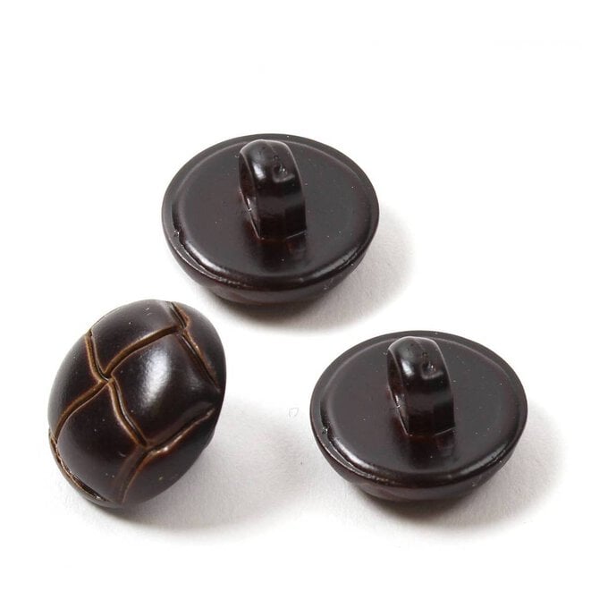 Hemline Brown Novelty Faux Leather Button 3 Pack image number 1