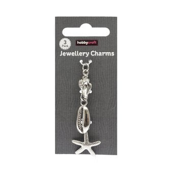 Silver Shell and Starfish Jewellery Charms 3 Pack 