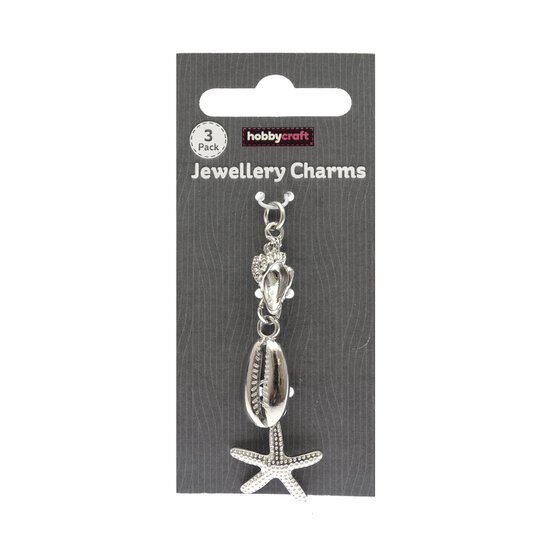 Silver Shell and Starfish Jewellery Charms 3 Pack  image number 1