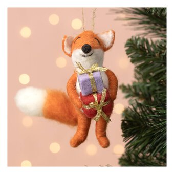 Hanging Felted Fox Decoration 12cm
