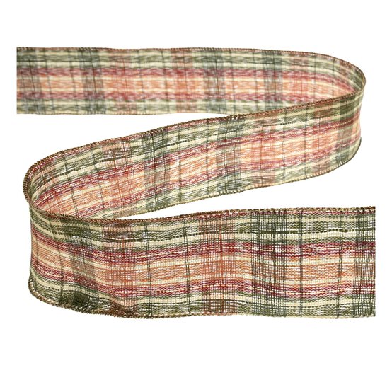 Metallic Autumn Tartan Wire Edge Printed Ribbon 63mm x 3m image number 2