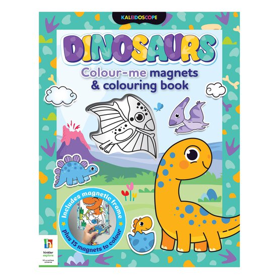 Hinkler Kaleidoscope Dinosaurs Colour-Me Magnets And Colouring Book Size 15