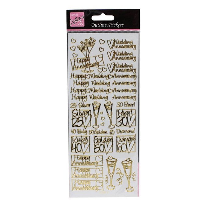 Anita's Gold Wedding Anniversary Outline Stickers image number 1