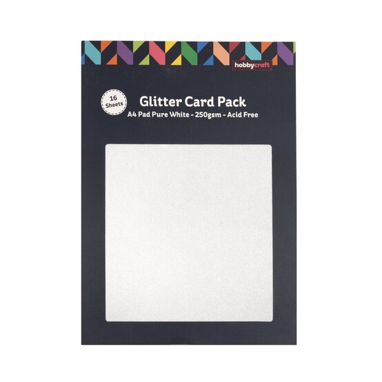 Pure White Glitter Card A4 16 Pack  image number 3