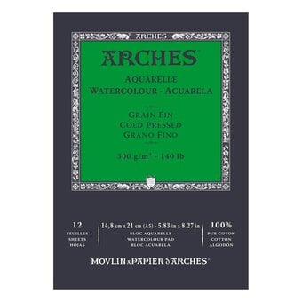 Arches Cold Pressed 300g Watercolour Paper A5 12 Sheets