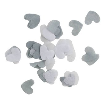 Grey and White Biodegradable Confetti Hearts 13g