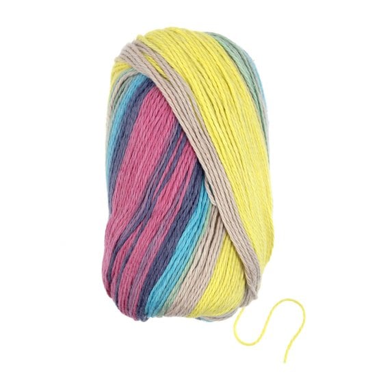Knitcraft Pink Blue Yellow Cotton Festival DK 100g image number 3